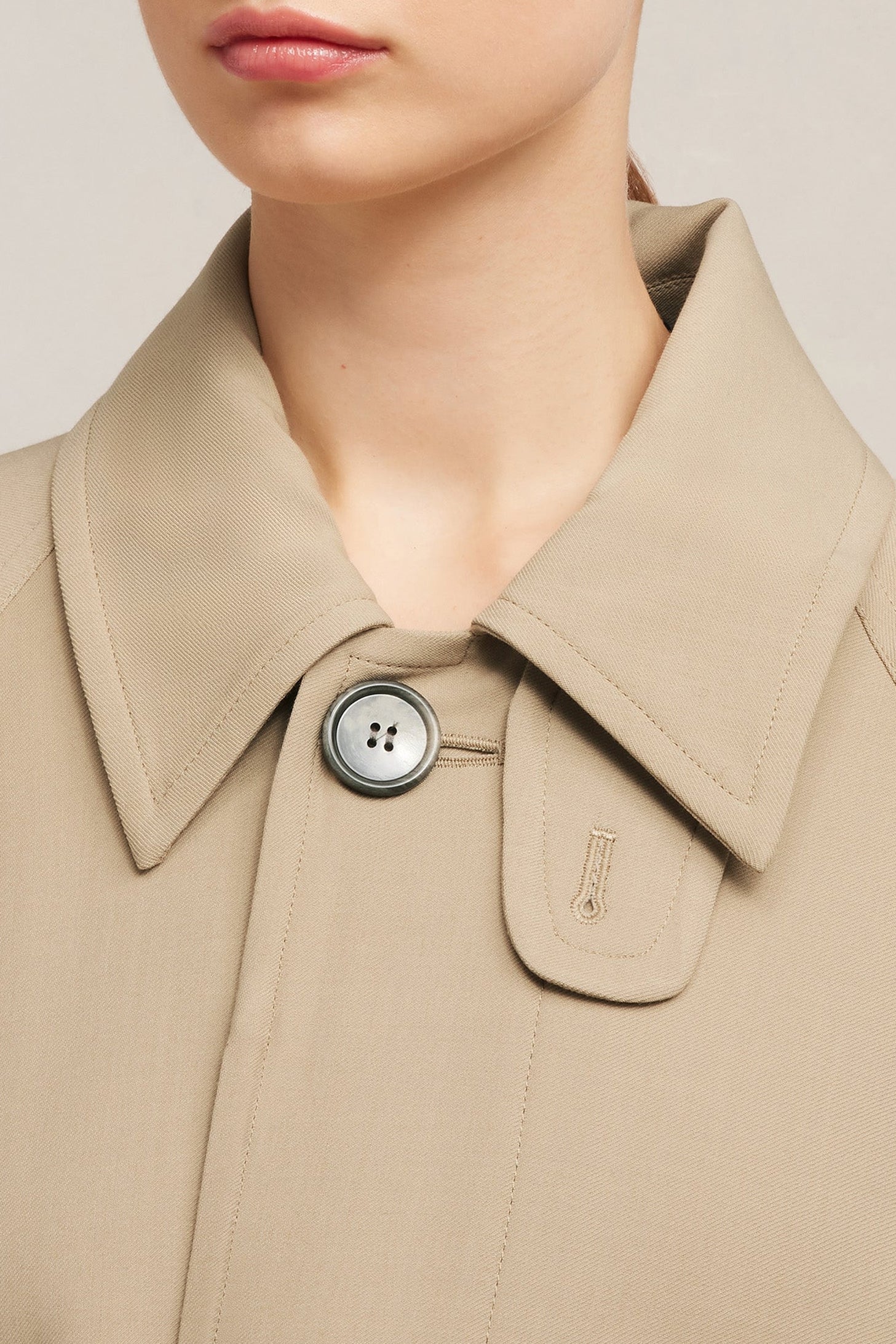 Manteau long ceinturé en laine mélangée - Champagne