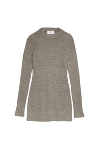 Robe courte brossé à manches longues en laine - Taupe