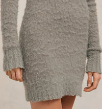Robe courte brossé à manches longues en laine - Taupe