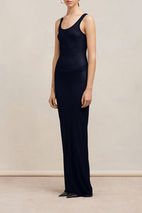 Robe longue ajustée à bretelles - Night Blue