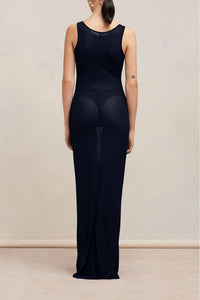 Robe longue ajustée à bretelles - Night Blue
