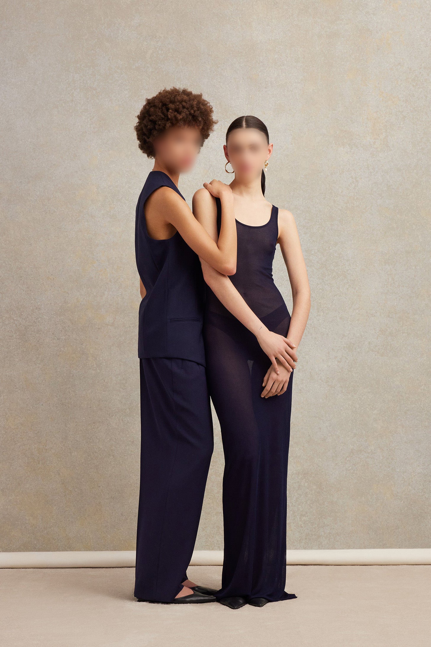 Robe longue ajustée à bretelles - Night Blue