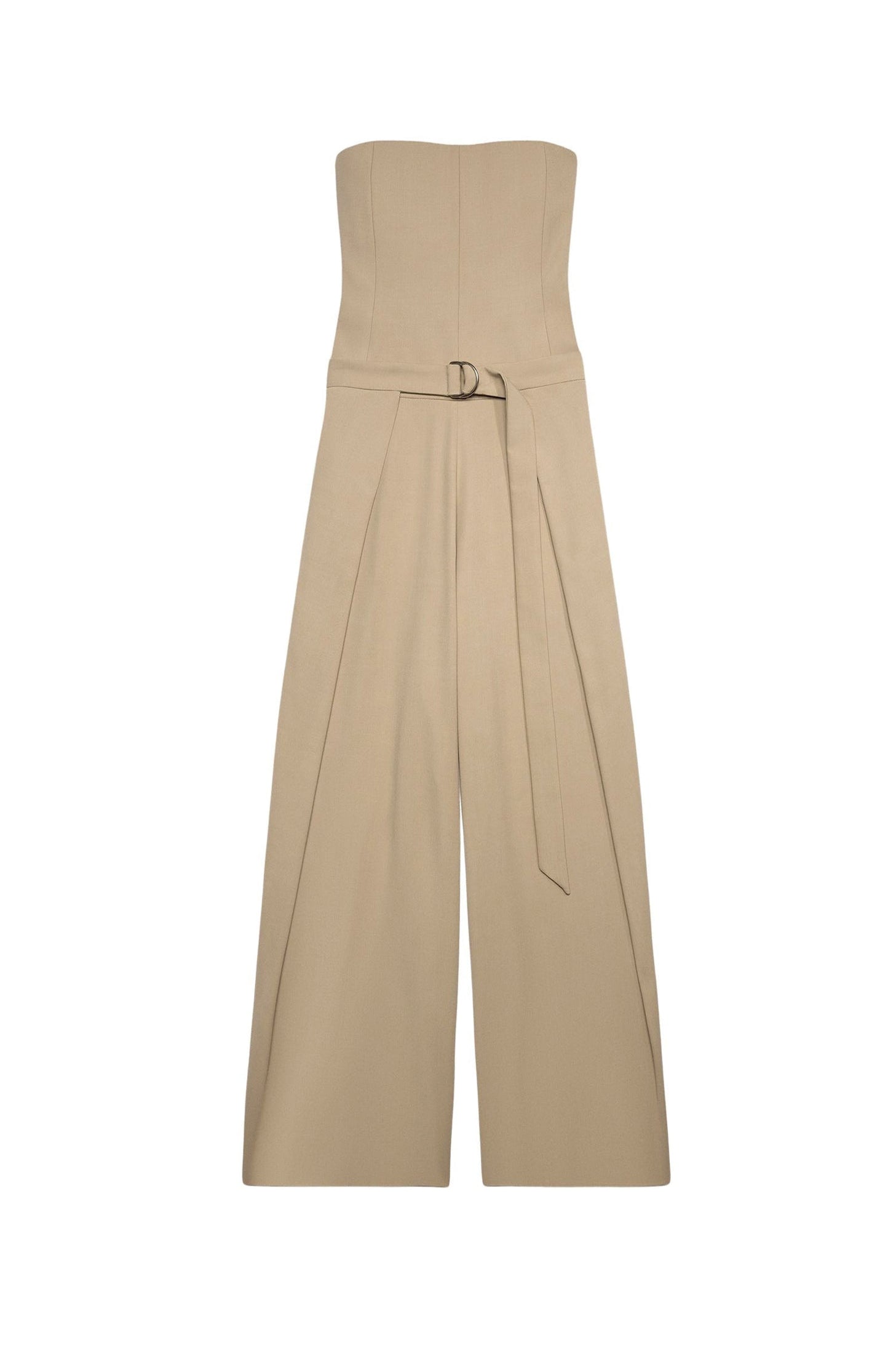 Strapless jumpsuit with wool panels - Champagne