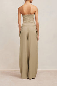 Strapless jumpsuit with wool panels - Champagne