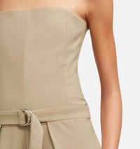 Strapless jumpsuit with wool panels - Champagne