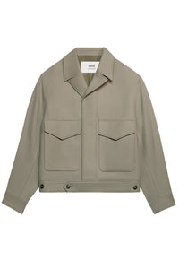 Veste oversize boutonnée en laine - Taupe