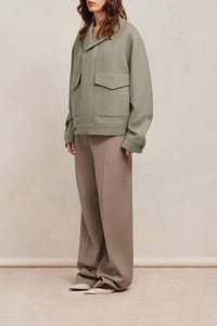 Veste oversize boutonnée en laine - Taupe