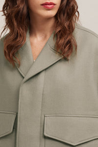 Veste oversize boutonnée en laine - Taupe