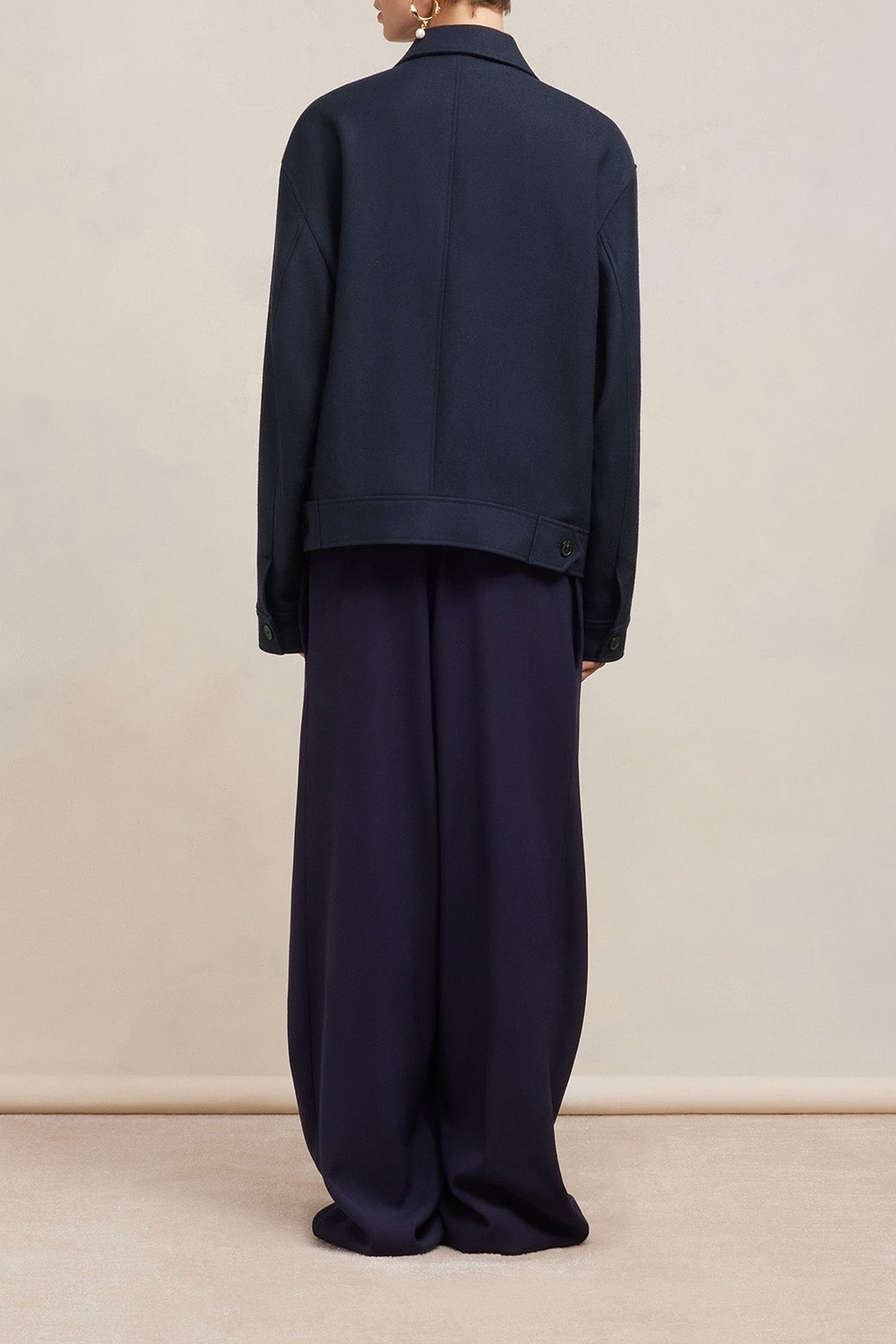Veste oversize boutonnée en laine - Night Blue