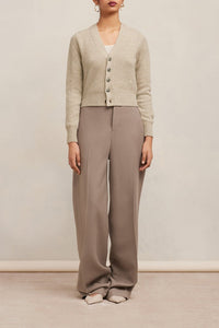 Ami de Cœur tone-on-tone cashmere and wool cardigan - Champagne