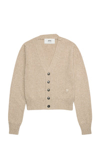 Ami de Cœur tone-on-tone cashmere and wool cardigan - Champagne