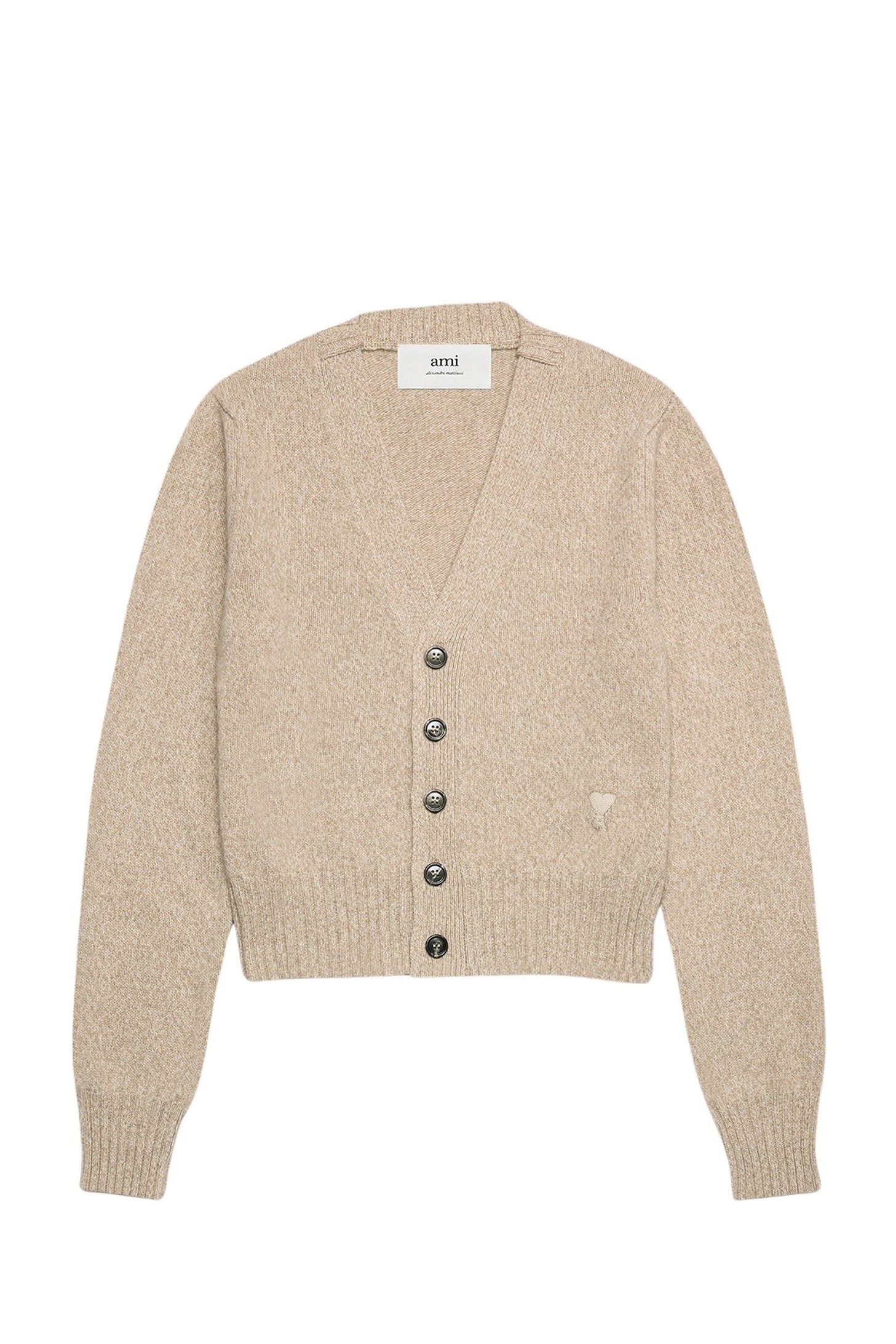 Ami de Cœur tone-on-tone cashmere and wool cardigan - Champagne