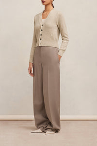 Ami de Cœur tone-on-tone cashmere and wool cardigan - Champagne