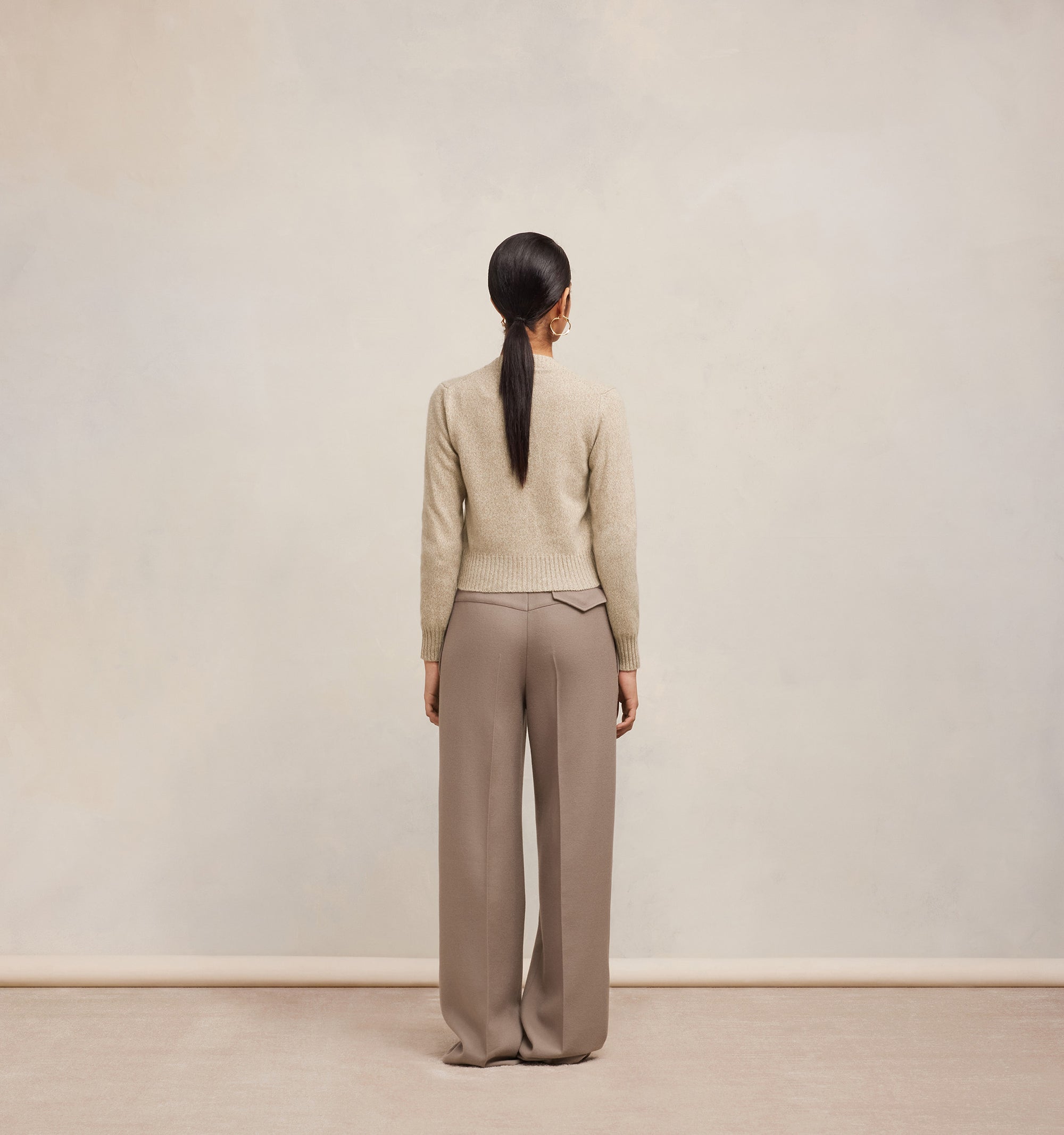 Ami de Cœur tone-on-tone cashmere and wool cardigan - Champagne