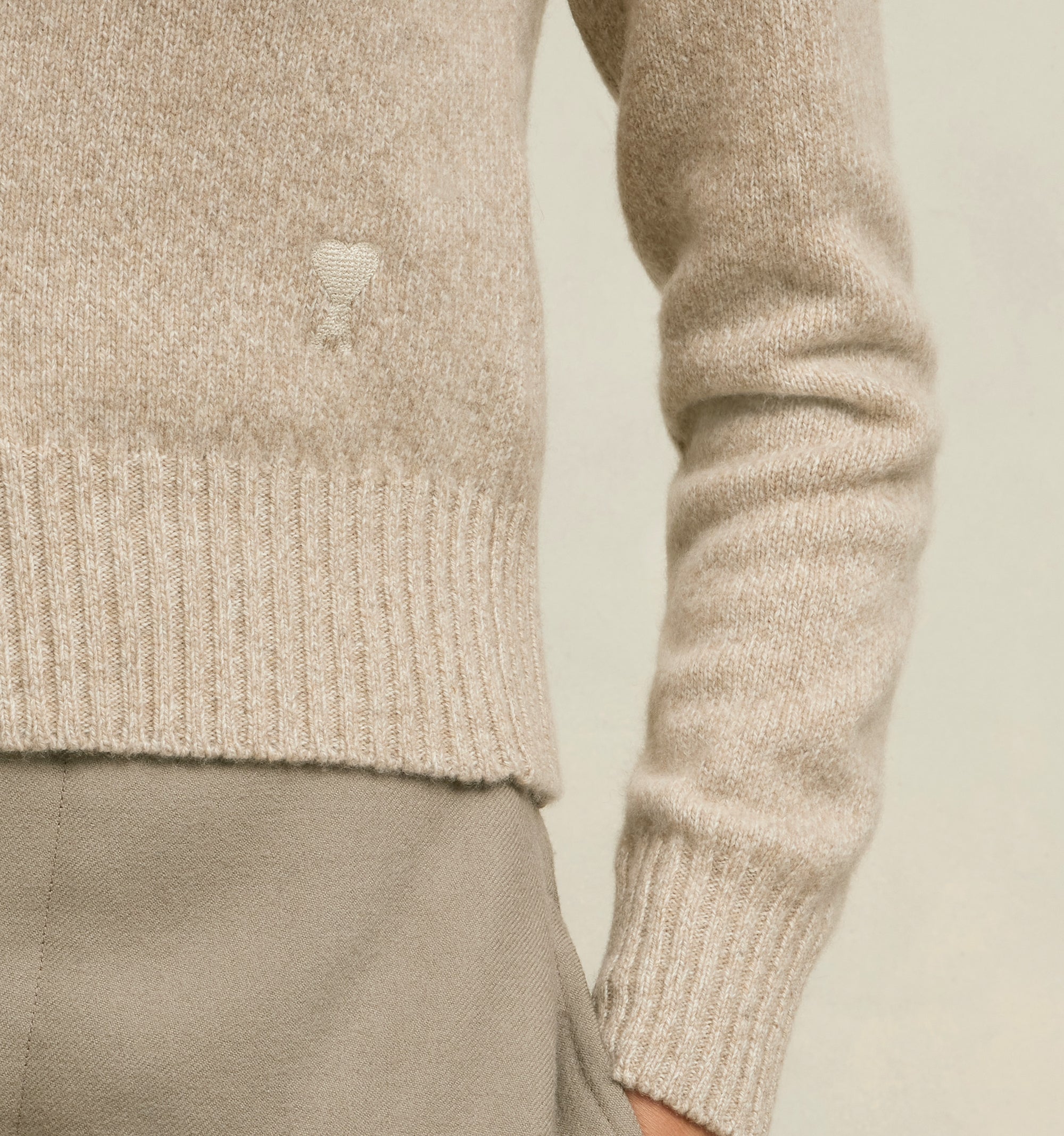 Ami de Cœur tone-on-tone cashmere and wool cardigan - Champagne