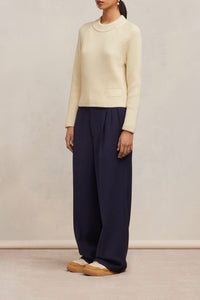 Fitted jumper with mesh patch - Ivory