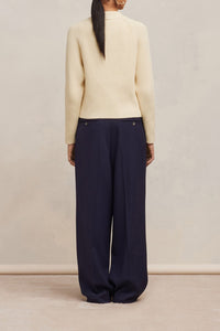 Fitted jumper with mesh patch - Ivory