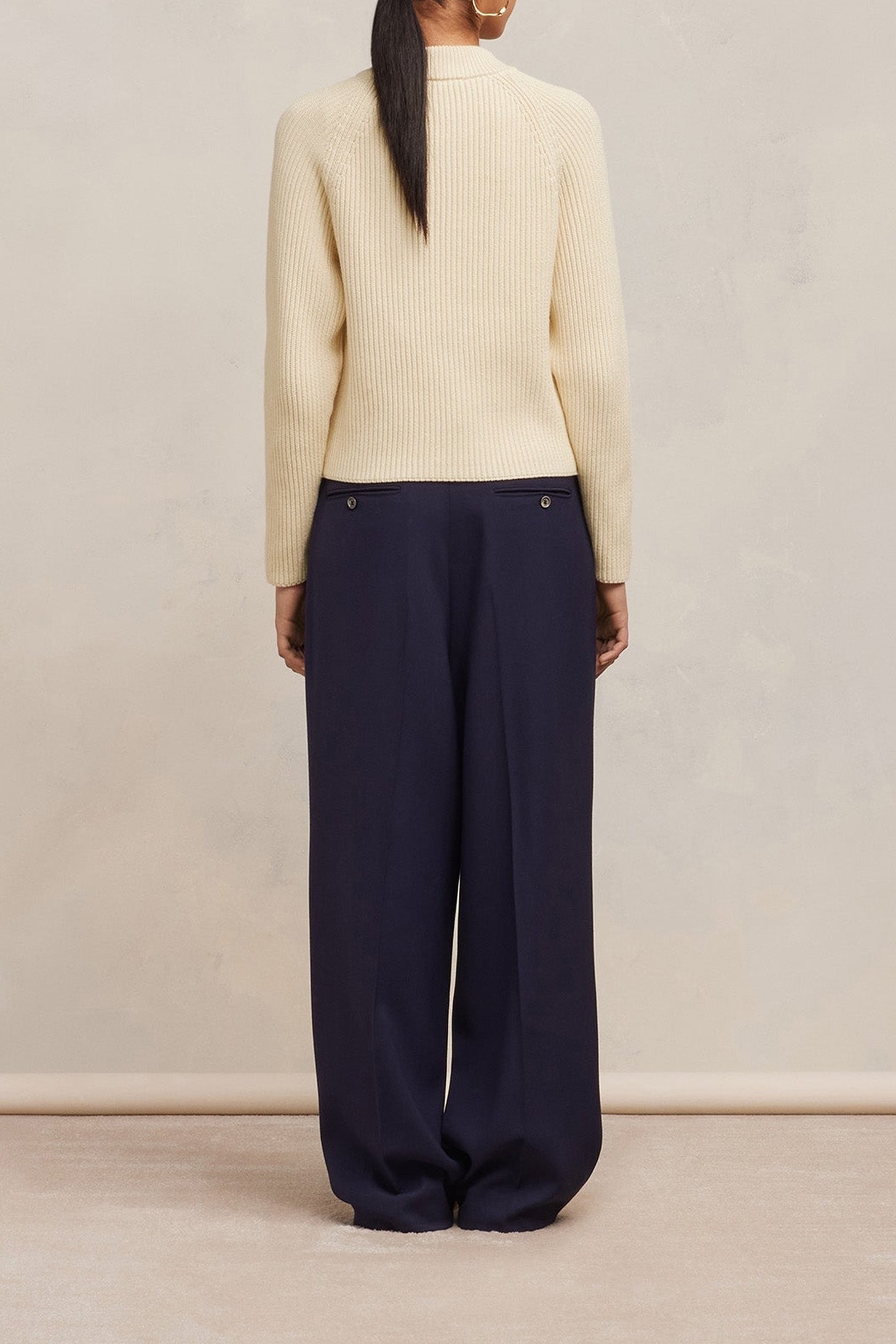 Fitted jumper with mesh patch - Ivory