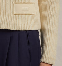 Fitted jumper with mesh patch - Ivory
