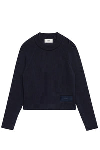 Fitted jumper with mesh patch - Night Blue