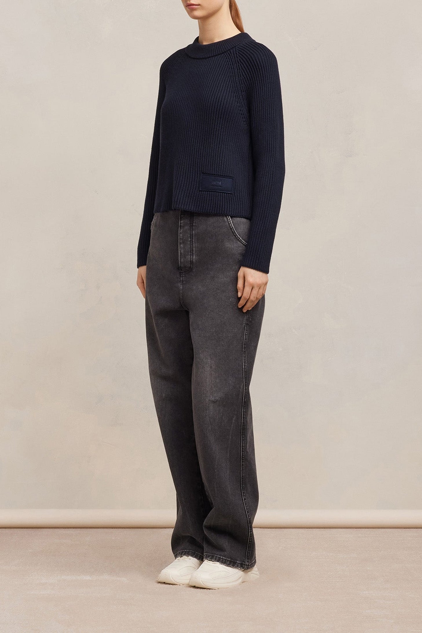 Fitted jumper with mesh patch - Night Blue
