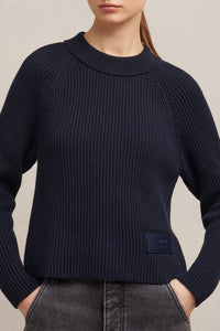 Fitted jumper with mesh patch - Night Blue
