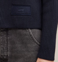 Fitted jumper with mesh patch - Night Blue