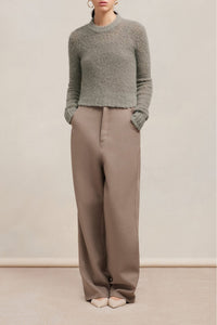 Pull brossé en laine - Taupe