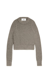Pull brossé en laine - Taupe
