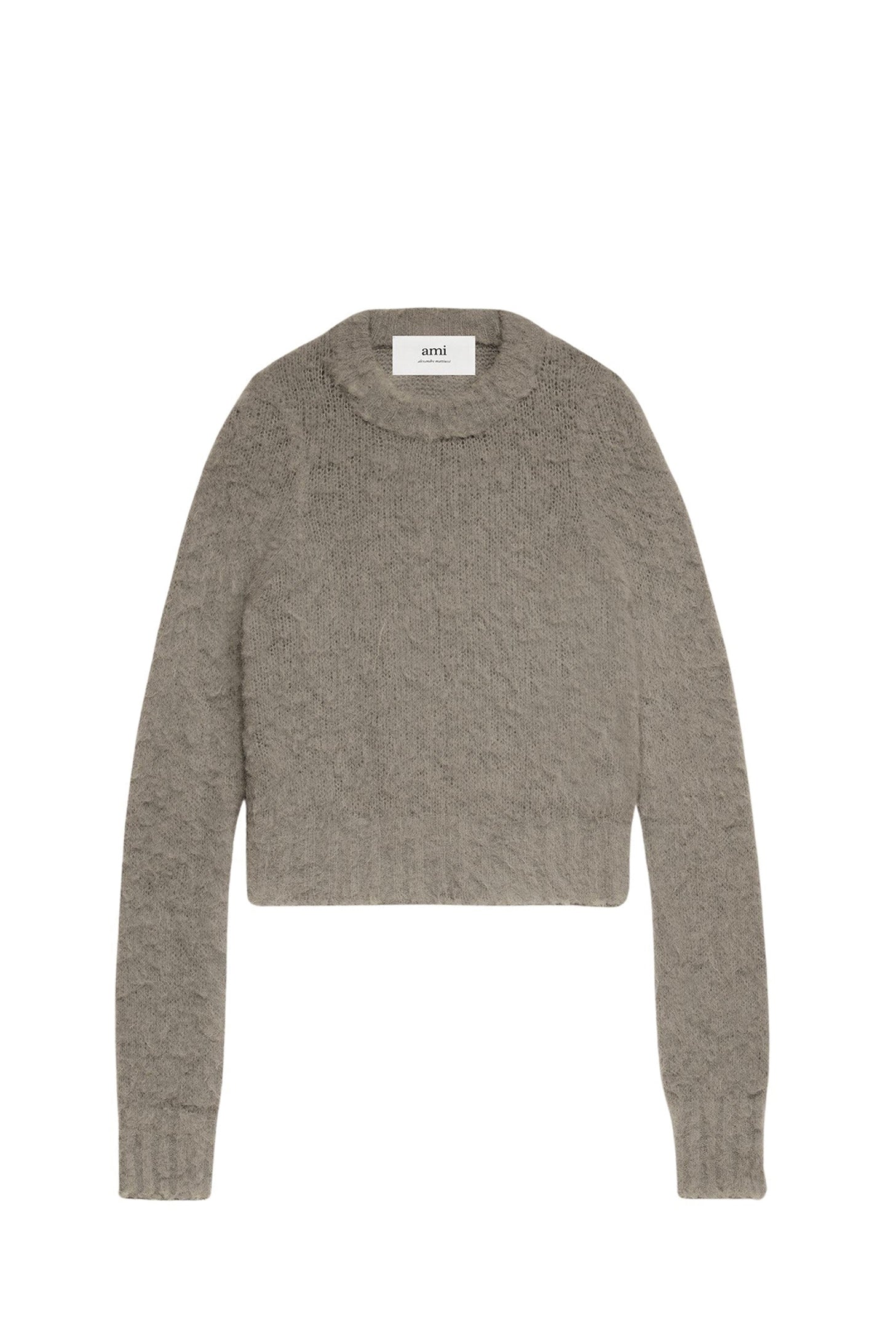 Pull brossé en laine - Taupe
