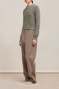 Pull brossé en laine - Taupe