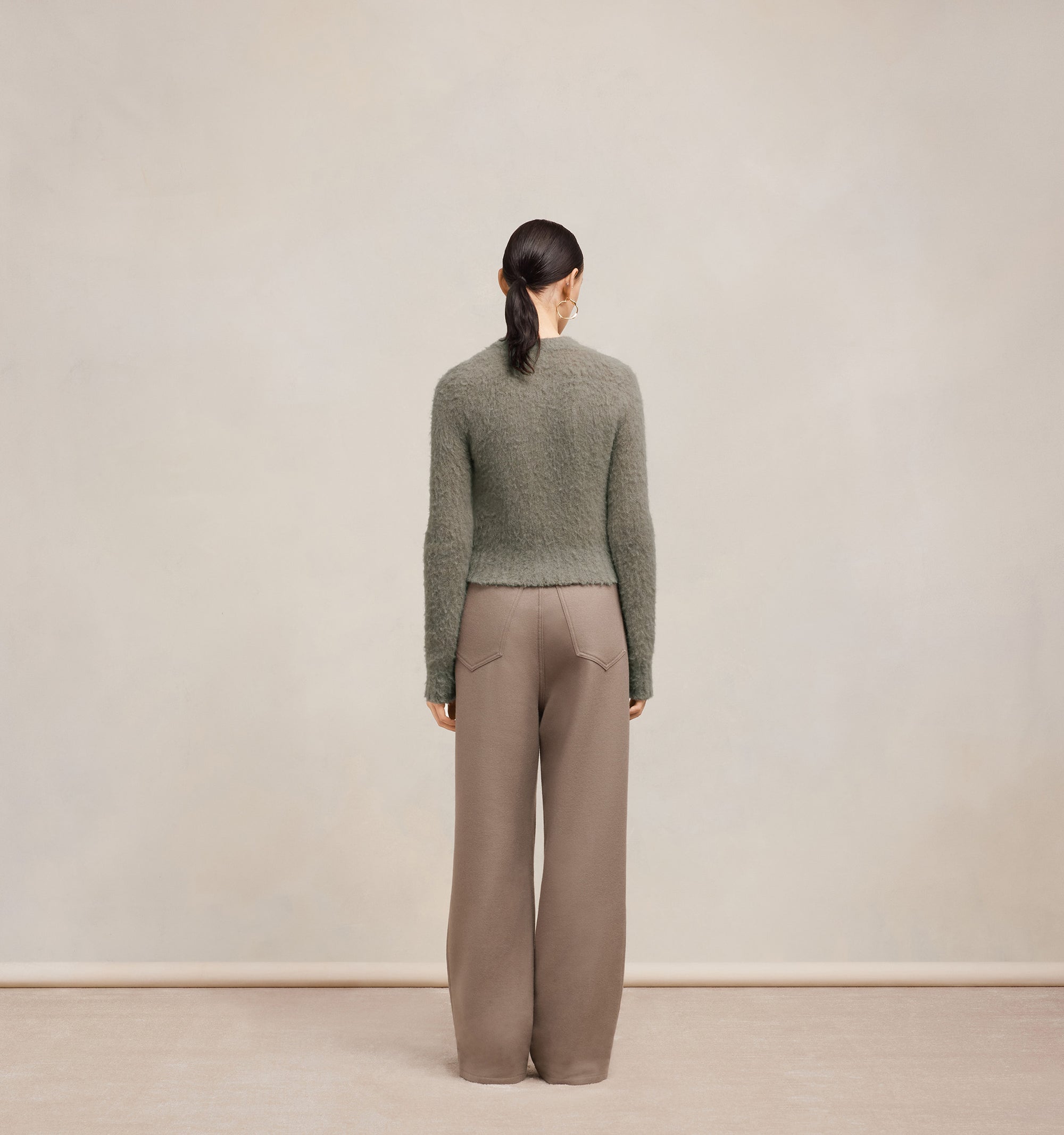 Pull brossé en laine - Taupe