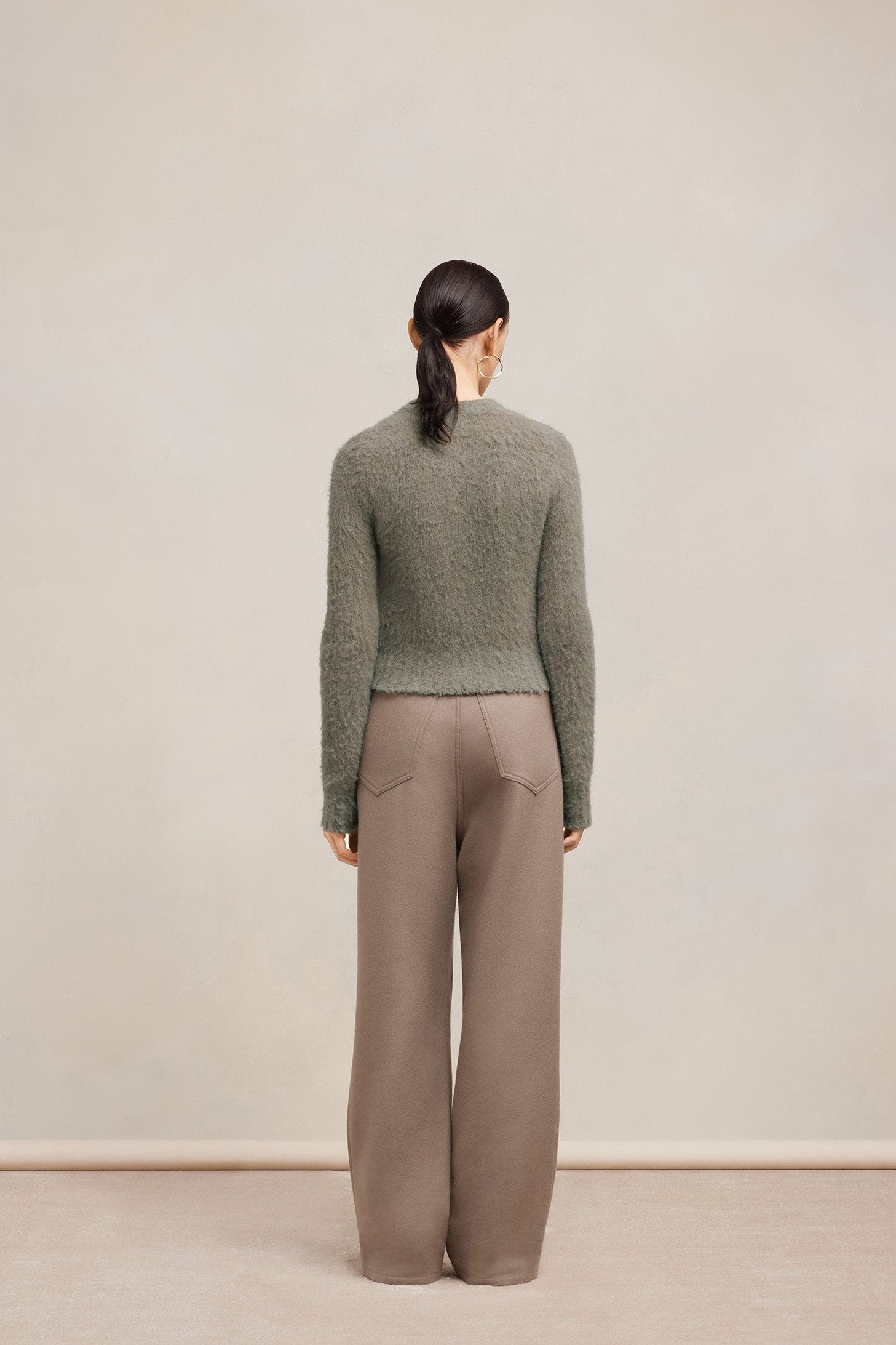 Pull brossé en laine - Taupe