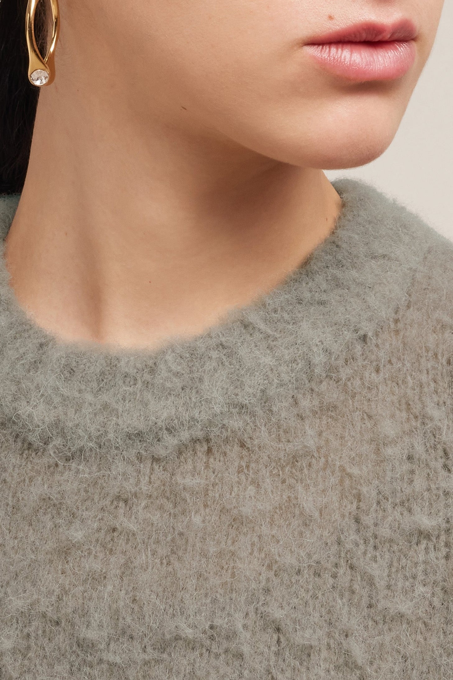 Pull brossé en laine - Taupe