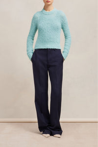 Pull brossé en laine - Aquamarine