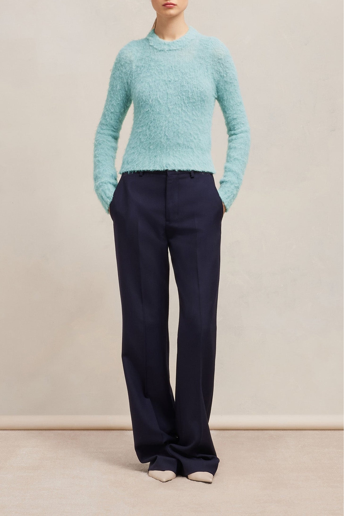 Pull brossé en laine - Aquamarine