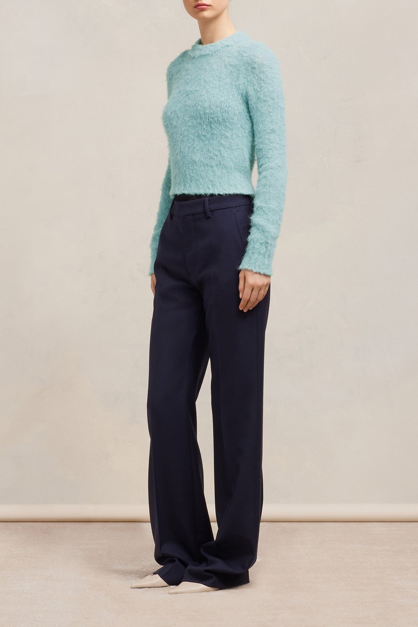 Pull brossé en laine - Aquamarine