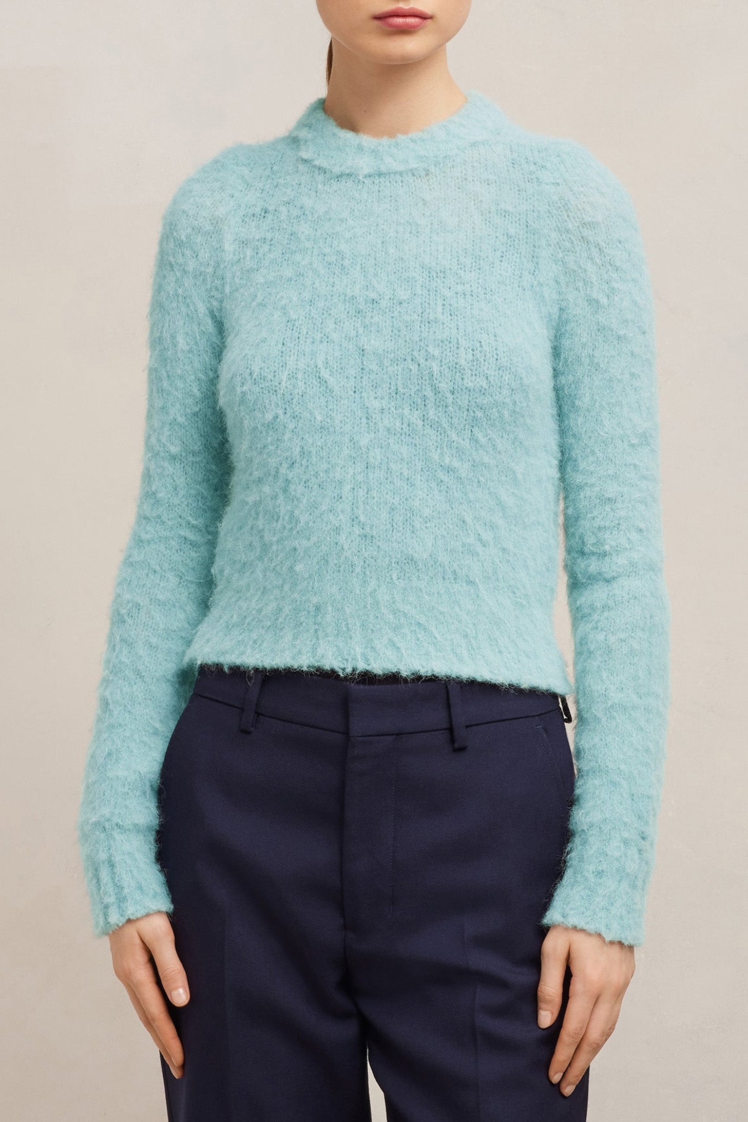 Pull brossé en laine - Aquamarine