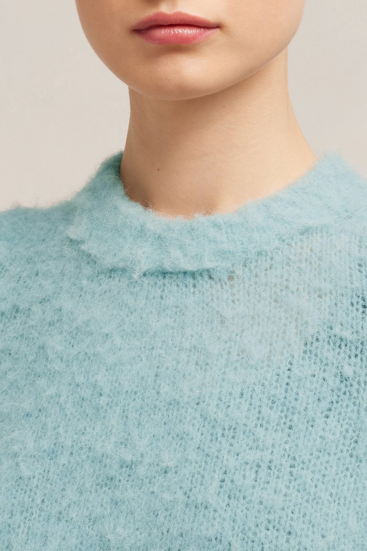 Pull brossé en laine - Aquamarine