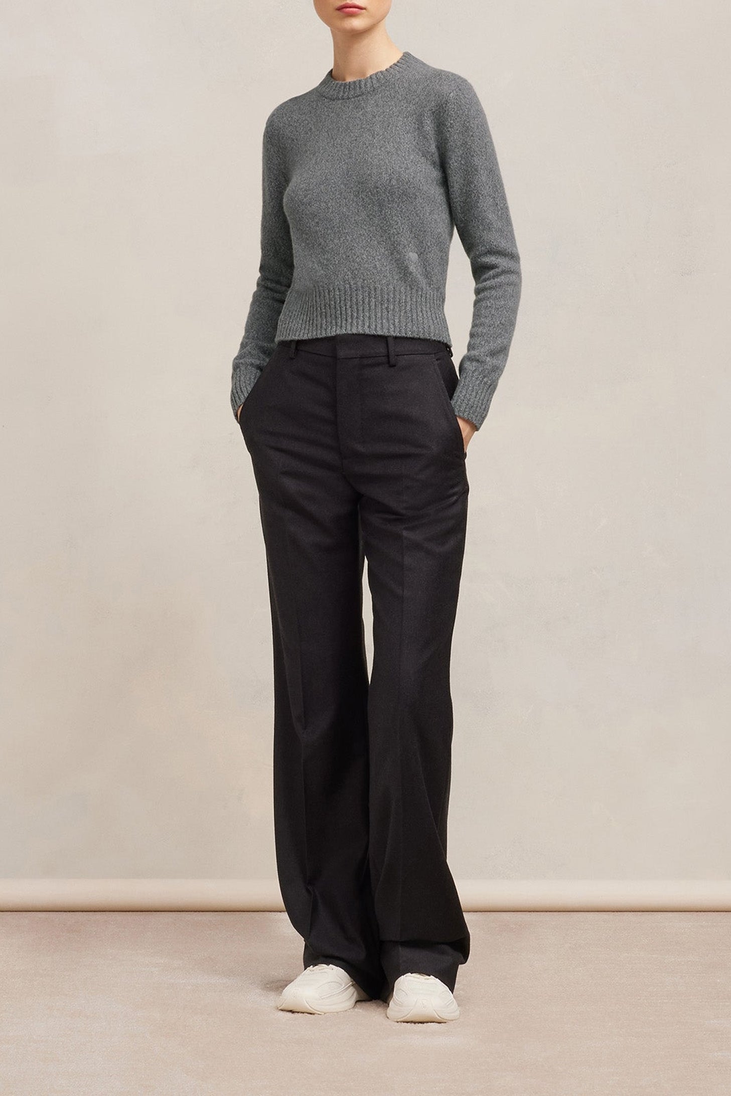 Pull Ami de Cœur avec broderie en cachemire et laine - Heather Grey