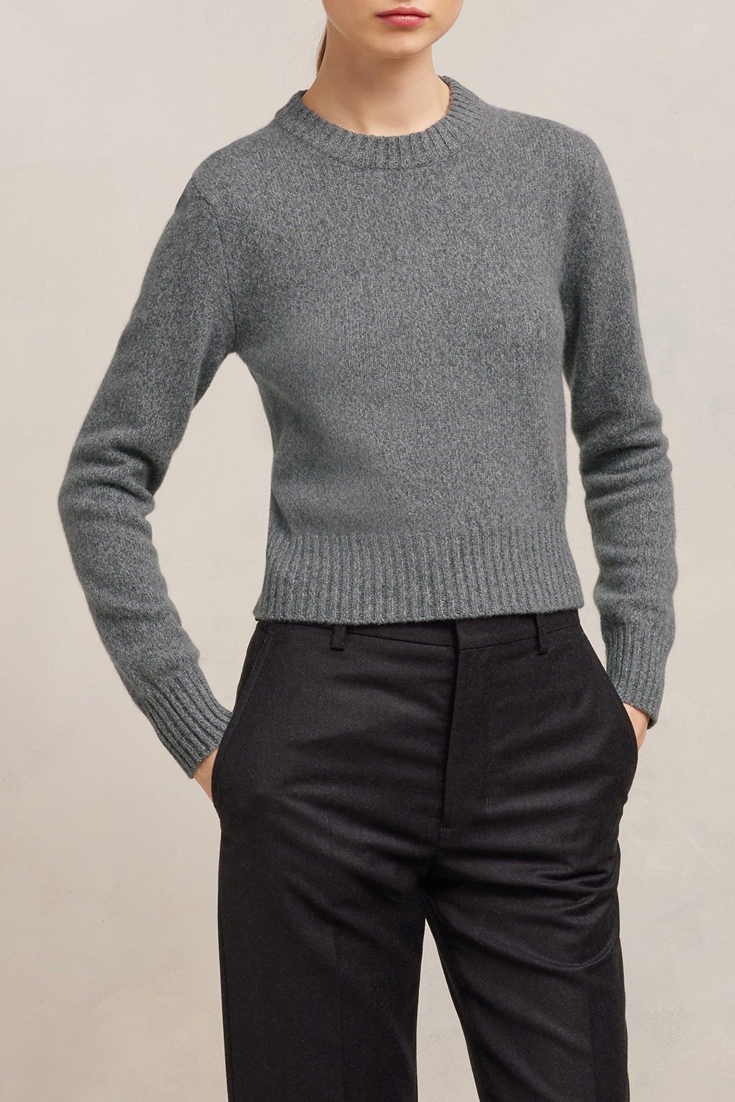 Pull Ami de Cœur avec broderie en cachemire et laine - Heather Grey