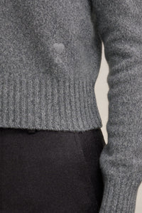 Pull Ami de Cœur avec broderie en cachemire et laine - Heather Grey