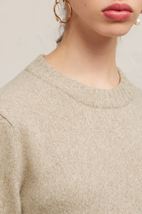Pull Ami de Cœur avec broderie en cachemire et laine - Champagne