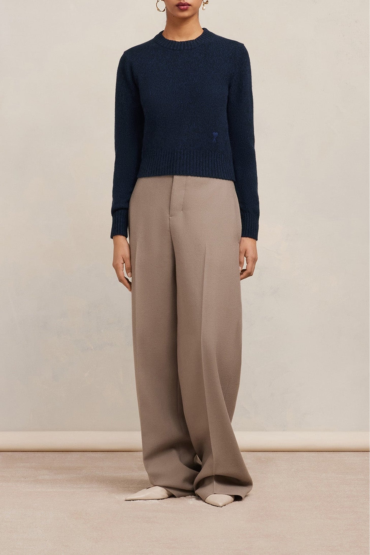 Pull Ami de Cœur avec broderie en cachemire et laine - Night Blue