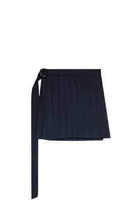 Kilt wrap short skirt in wool - Night Blue