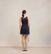 Jupe courte Kilt portefeuille en laine - Taupe