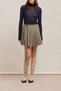 Kilt wrap short skirt in wool - Champagne & Black