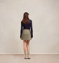 Kilt wrap short skirt in wool - Champagne & Black