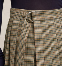 Kilt wrap short skirt in wool - Champagne & Black