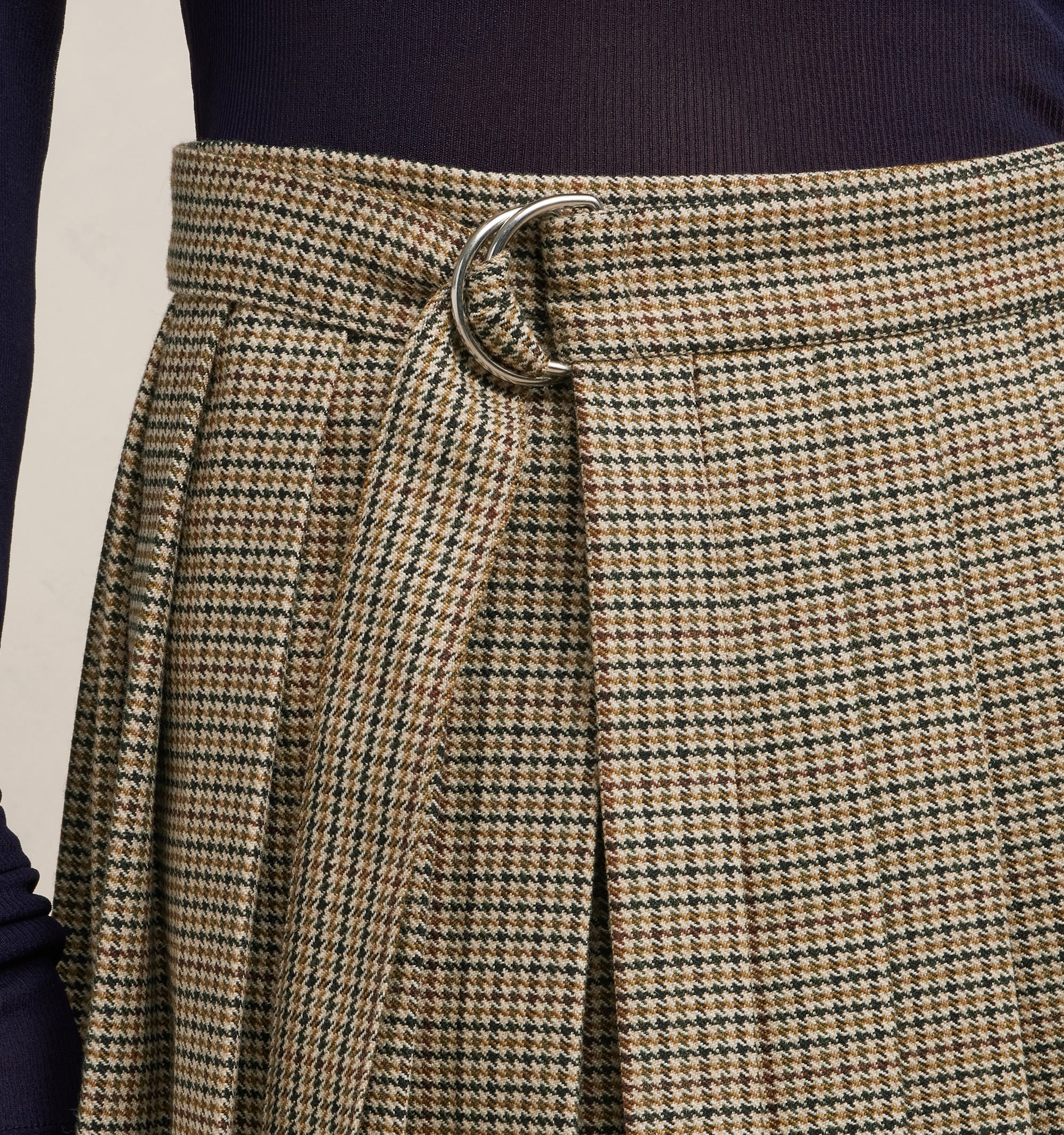 Kilt wrap short skirt in wool - Champagne & Black